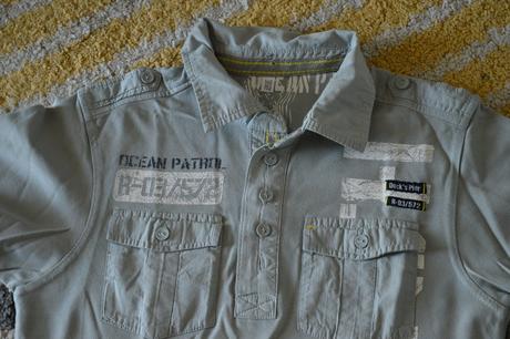 Sivé tričko s golierom 146/152, c&a,146