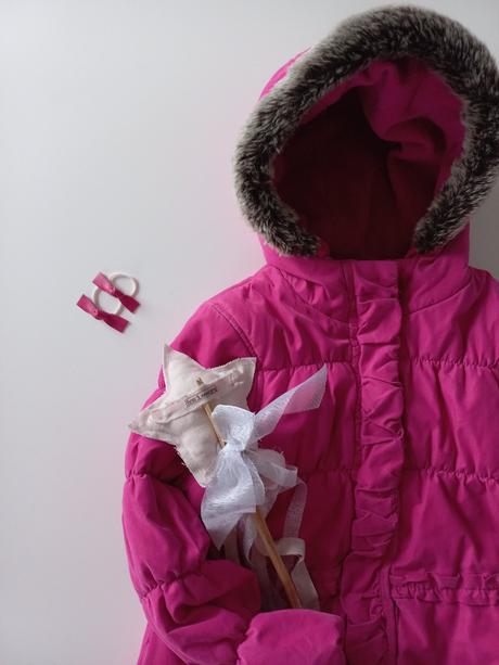 Trendy ružová zimná bunda, veľkosť 110 + gumičky, 110