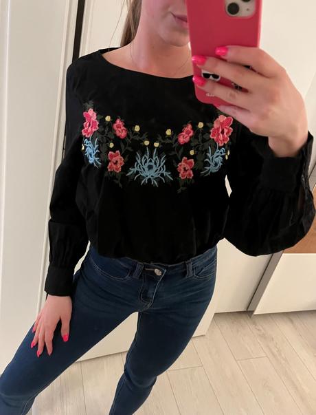 H&m čierna čipkovaná blúzka/ košeľa, h&m,s