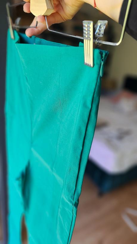 Zelené elastické nohavice asos s vysokým pásom, m