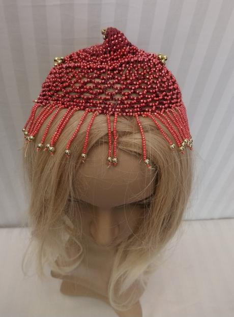 Ružová korálková čiapka, ružové korálky, 