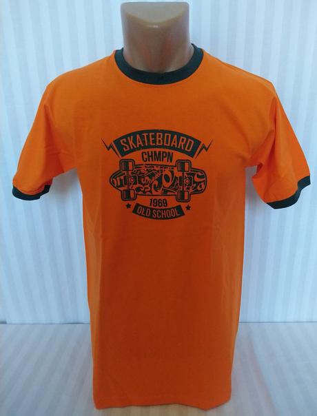 Pánske oranžové tričko skateboard, fruit loom, m, m