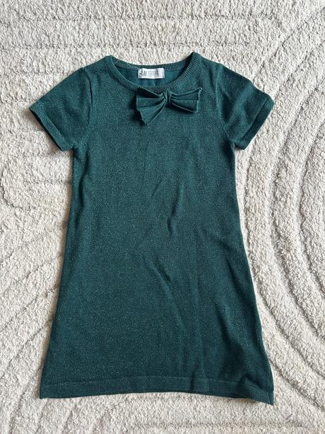 Tmavozelene trblietave saty h&m 110/116, h&m,110