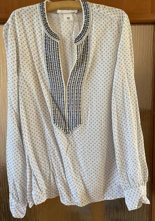 Blúzka zn. h&m s potlačou a výšivkou v. 36, h&m,36