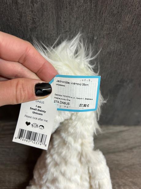 Jellycat jednorožec kremovy 33cm,