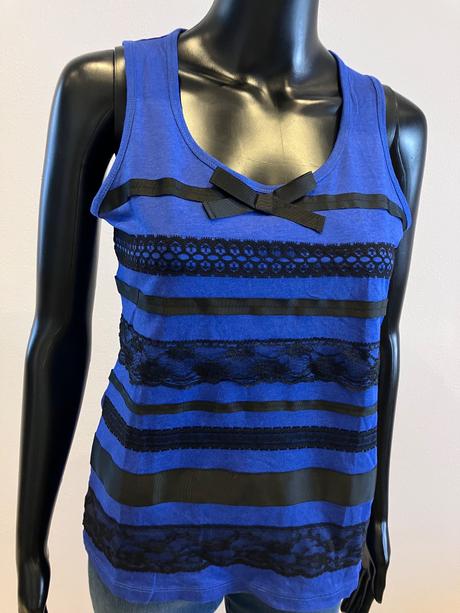 Dámske tričko s mašličkou modro-čierne, m