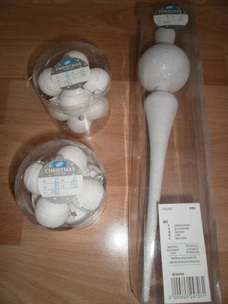 Polystyrénové gule a špic s perleťovým leskom, 