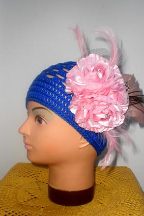 Háčkovaná čiapočka modrá , 104