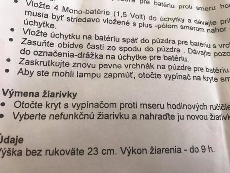 Prenosné svietidlo na baterky,
