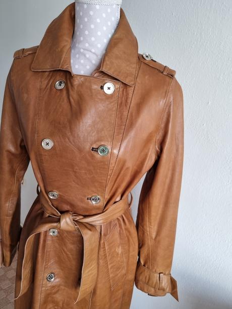 Bledohnedý kožený kabát veľ. m, m