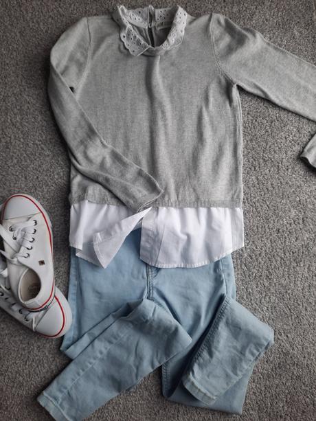 Sivy svetrik, h&m,134