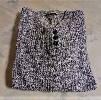 Bavlneno-ľanový melírovaný pulóver over size l/xl, xxl