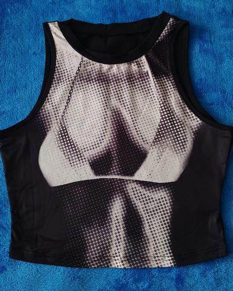 Crop top cierno biely,