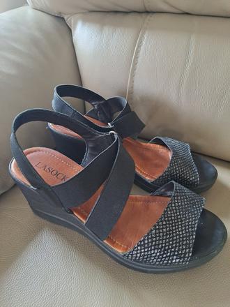 Celokožené sandálky na platforme, lasocki, lasocki,36