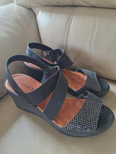Celokožené sandálky na platforme, lasocki, lasocki,36