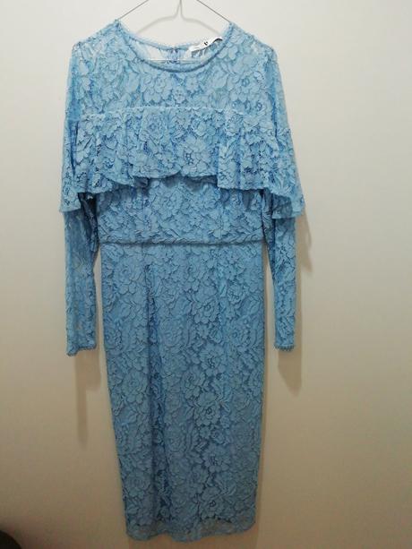 Modré čipkované šaty 38/40 by very, m