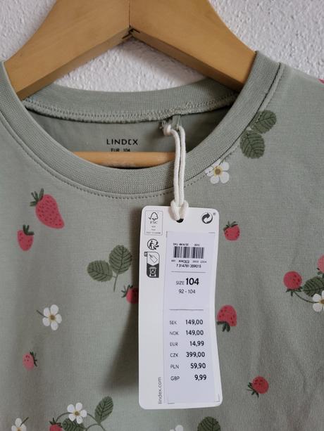 Lindex 104 trakace a tričko jahody nove, lindex,104
