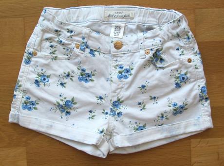 Sortky biela riflovina s kvietkami h&m, c. 152, h&m,152