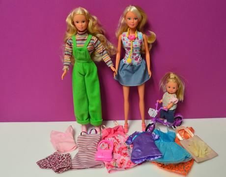 Bábiky steffi a evička + náhradné šaty, 