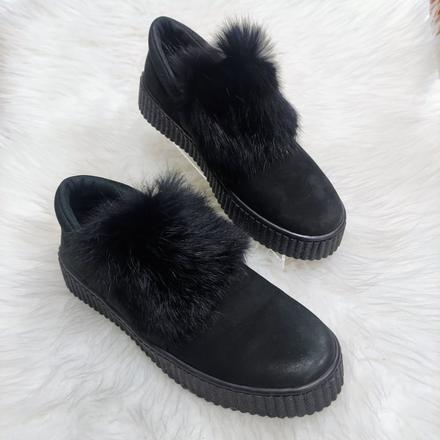 Dámske celokožené mokasíny s kožušinkou 17040702 z, 41