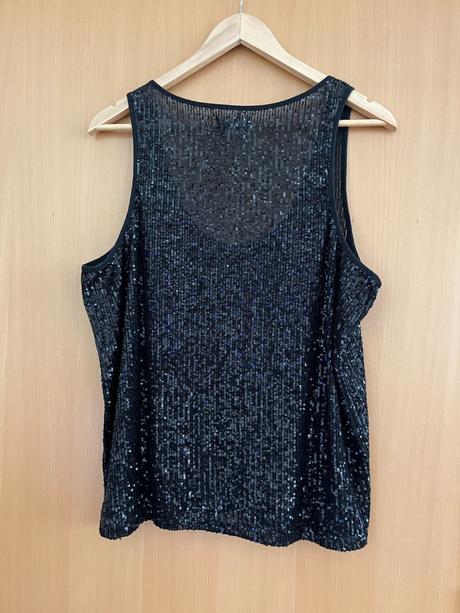 Trblietavý čierny top reserved xl, reserved,xl
