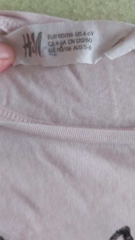Tričko bledulinko ružové zajačik h&m 110/116, h&m,110