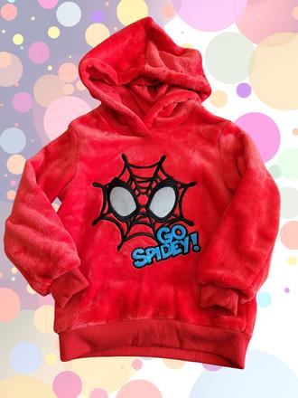 Červená plyšová spider-man mikina 110, 110