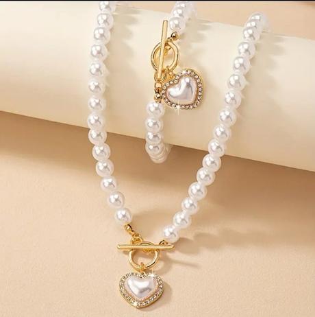 Perlový set so srdiečkom,