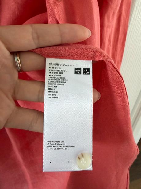 Koralová ľanová košeľa uniqlo ľan, s