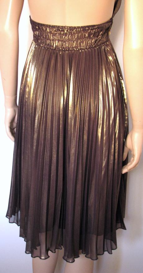 Plisované fialovo-zlaté spoločenské šaty,