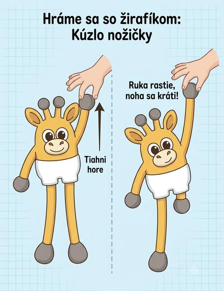 Háčkovaná hračka žirafa - ťahacia / rozvoj motorik,