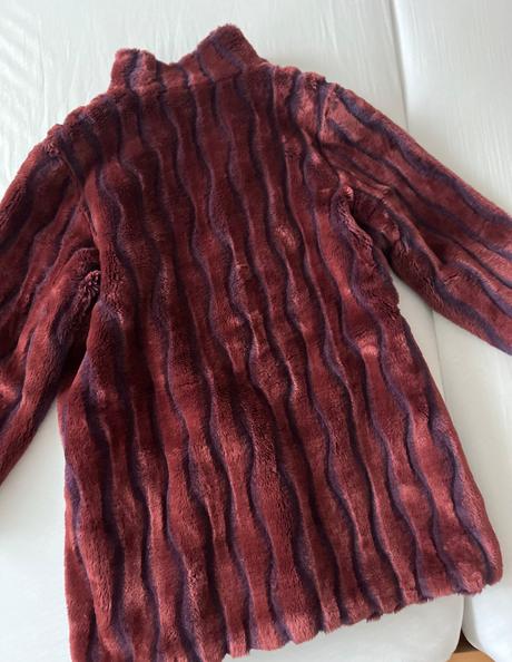 Helena vera kožušinový kabát elegantný vínový, xxl