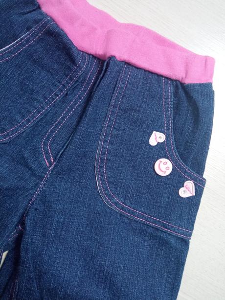 Dievčenské tmavomodré rifle s ružovým pásom (86), 86