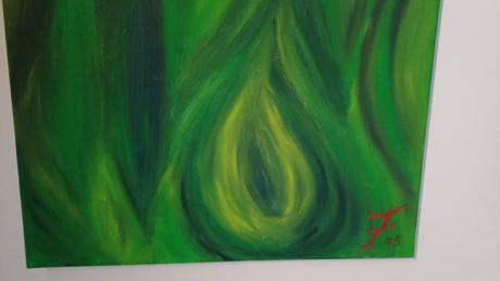 Zelená olejomaľba obraz,