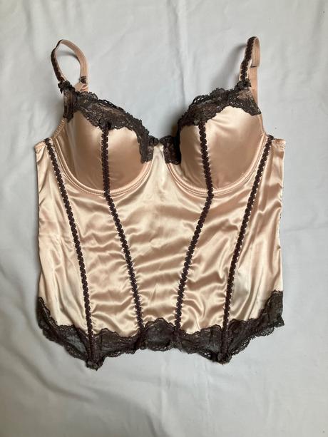 Dámsky lesklý béžový korzet na ramienka, m