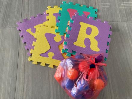 Penová podložka puzzle abeceda+loptičky farebné,