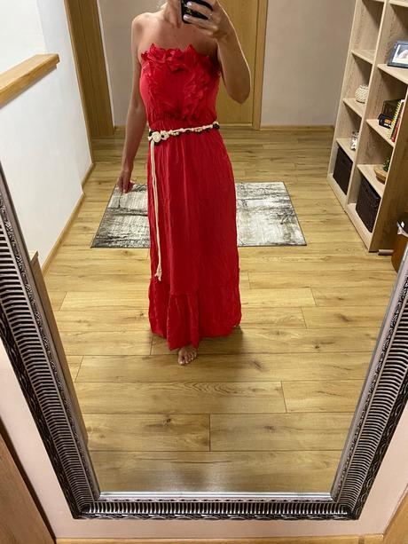 Korálová farba dlhé šaty, xs