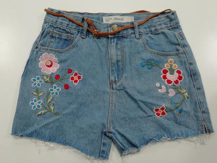 Rifľové kraťasy vyšívané s kvetmi, denim co,158