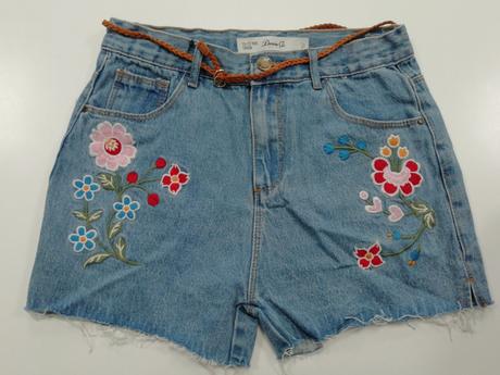 Rifľové kraťasy vyšívané s kvetmi, denim co,158