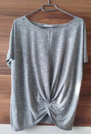 Sivé tričko s efektným uzlom, xl