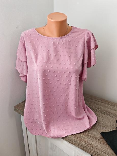 Pudrová ružová blúzka, tričko m,l sadne, m