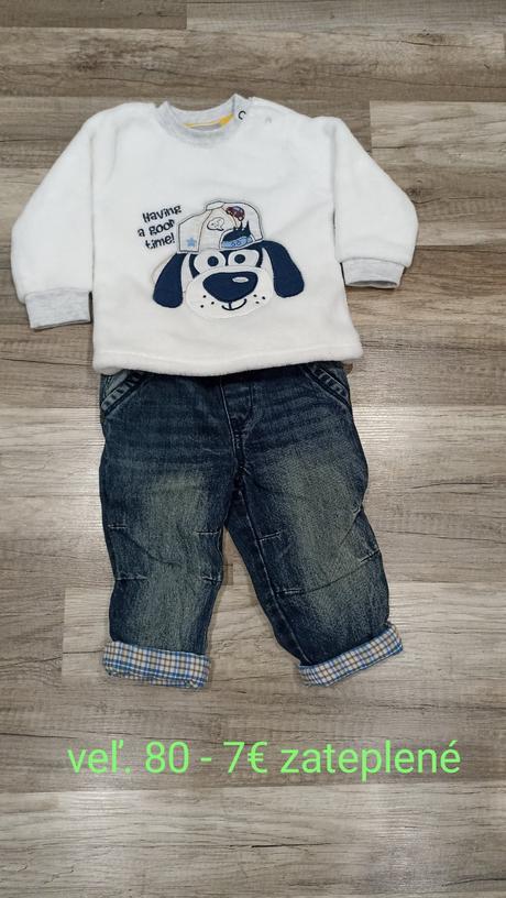 Zateplené rifle a mikina veľ. 80, 80