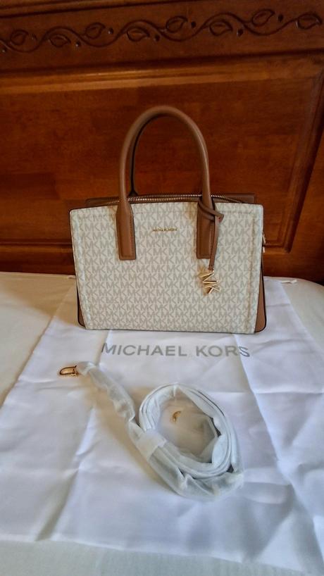 Bielo hnedá kabelka michael kors, michael kors