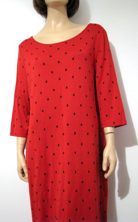 Červené bodkované zimné šaty, xxl