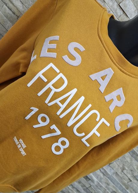 Horčicová mikina les arcs france 1978, h&m,s