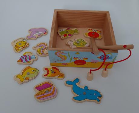 Drevená hra - chytanie rybiek, 