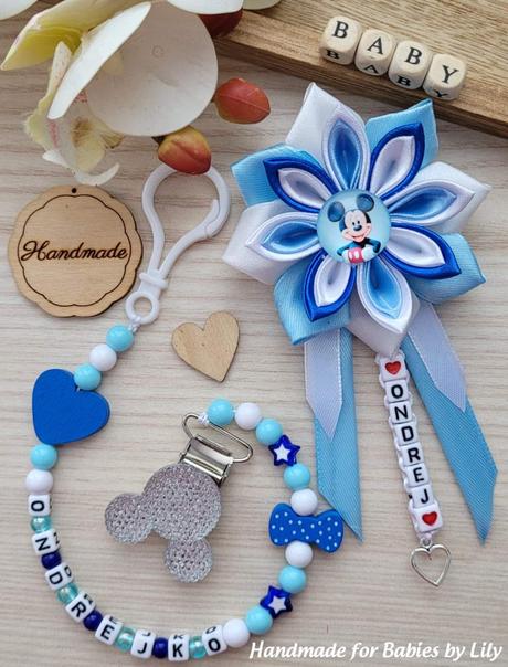 Šnúrka na cumlik a mašla na kočík disney,