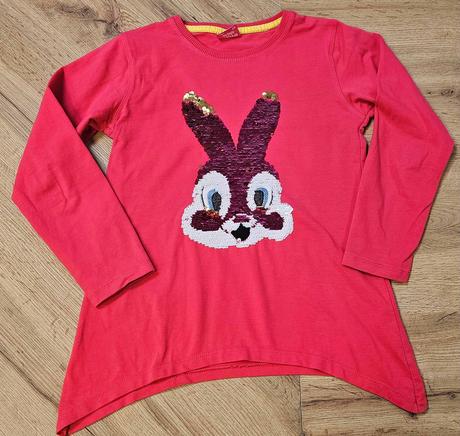 Tričko s flitrovým zajkom, 134