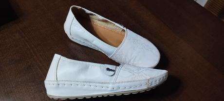 Biele kožené mokasinky peon, 36