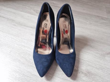 Semišové tmavomodré lodičky, 36